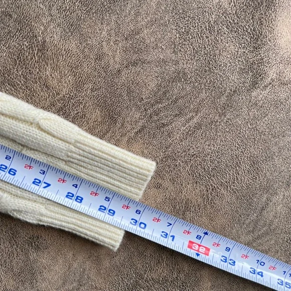 John Galt Cardigan Sweater Women's Size M Ivory Wool Blend Cable Knit - Picture 7 of 8